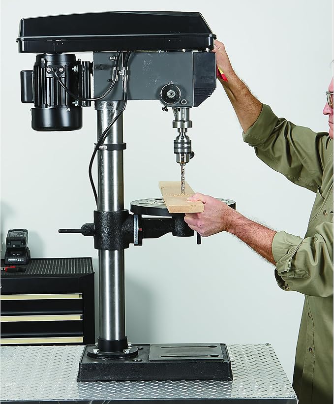 Klutch 13-Inch Benchtop Drill Press - 3/4 HP, 120 Volt Motor, 5/8-Inch Chuck with 1-Inch Drilling Capacity and 45-Degree Table Tilt