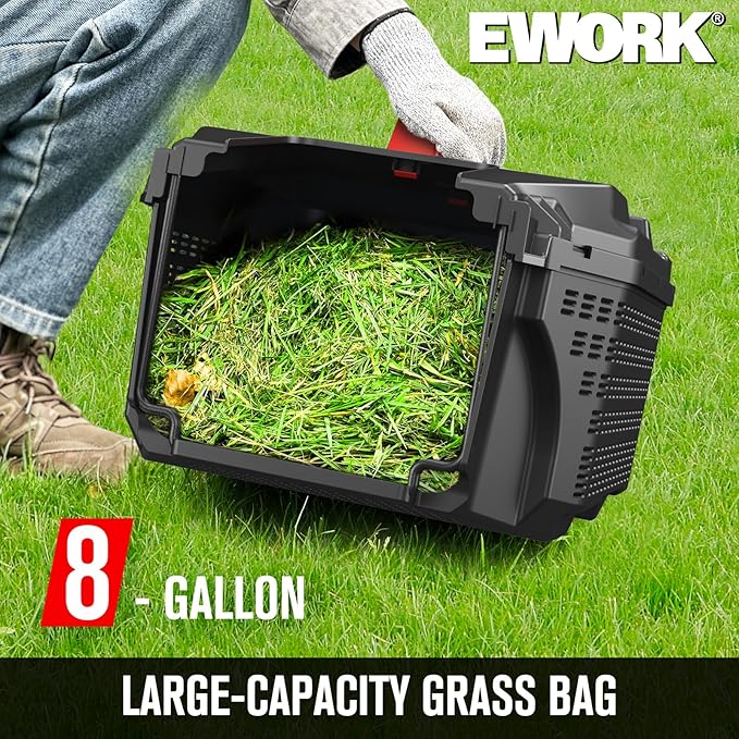 EWORK Corded Electric Lawn Mower 14-Inch, 11Amp Electric Push Mower with 30L Collection Bag, 4-Height Adjustment, Lightweight Lawnmower for Garden, Yard