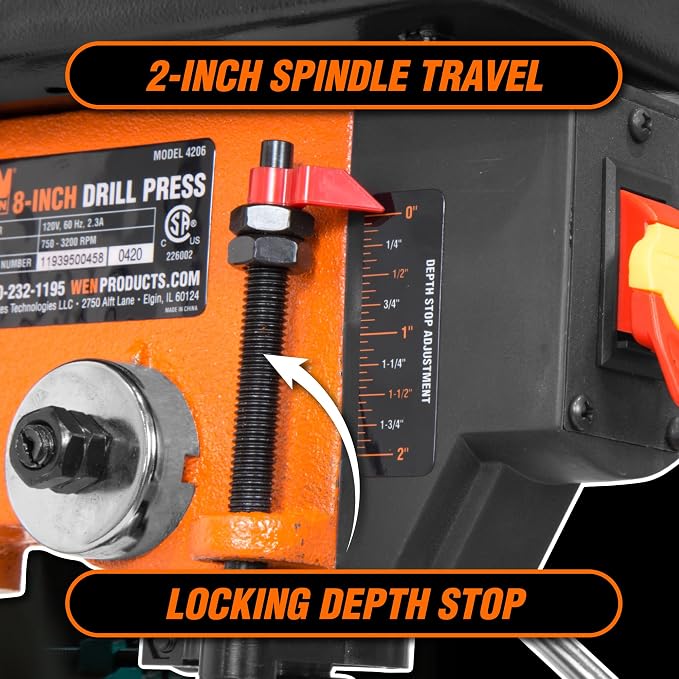 WEN 2.3-Amp 8-Inch 5-Speed Cast Iron Benchtop Drill Press (4206T)