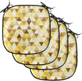 Lunarable Geometric Chair Cushion Pads Set of 4, Triangle Pattern Happy Autumn Color Style Design, Anti-Slip Seat Padding for Kitchen & Patio, 16"x16", Earth Yellow Sepia