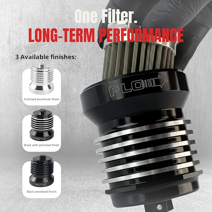 PC Racing FLO PCS4B Reusable Harley Oil Filter Black Anodized Spin-On | Black Billet Aluminum, Magnetic Prefilter, High-Flow Stainless Mesh, Twin Cam & M8, Reusable Spin-On Filter