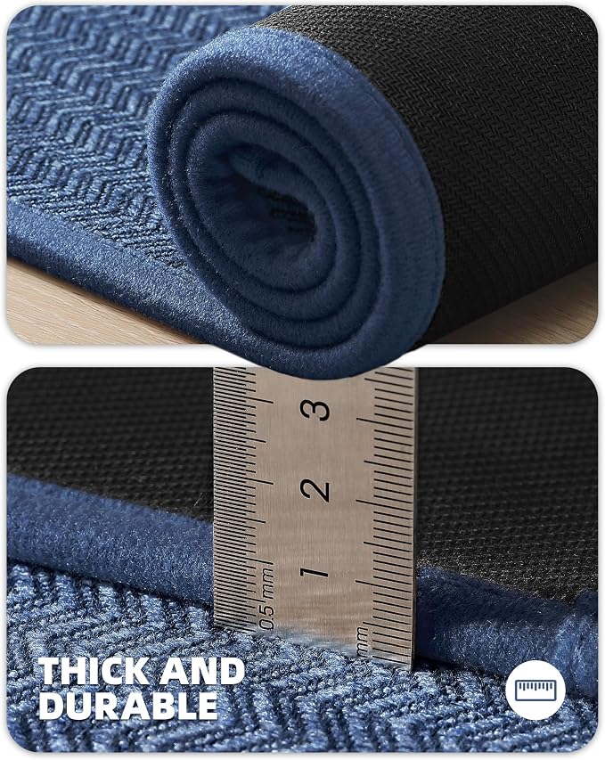 Color&Geometry Kitchen Rugs Kitchen Mats for Floor, 17"X59" Blue Kitchen Rugs Non Slip Washable with Rubber Backing, Quick Dry, Low Pile, Easy Clean Kitchen Runner Rug Kitchen Sink Mat