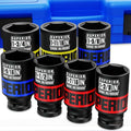 7 Piece 1/2" Drive Impact Socket Set, 1-3/8" - 1-3/4" Axle Nut Socket, SAE, CR-MO, 6 Point, Large Equipment Maintenance, Home Repair, Car Repair and More