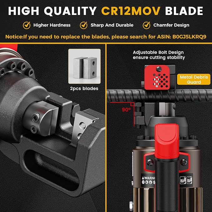 Anbull 1300W Electric Hydraulic Rebar Cutter, Cutting up to 3/4 Inch 4-20mm #6 Rebar, with Replaceable Jaw Blades, Cutting Speed 2.5-3S (1300W EC-20)