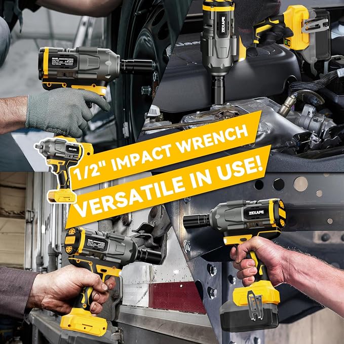 Cordless Impact Wrench 1/2 inch for Dewalt Battery, Impact Wrench 1360N.m(950Ft-lbs) High Torque Brushless Electric Impact Gun, Power Impact Driver with 3-Mode Speed, LED Work Light(no battery)