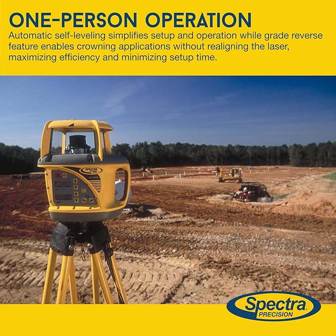 Spectra Precision GL720 Dual Slope Grade Laser - Automatic Grading - Dual Slope Capability - Self-Leveling - Long-Range - Receiver, Rod Clamp and Case