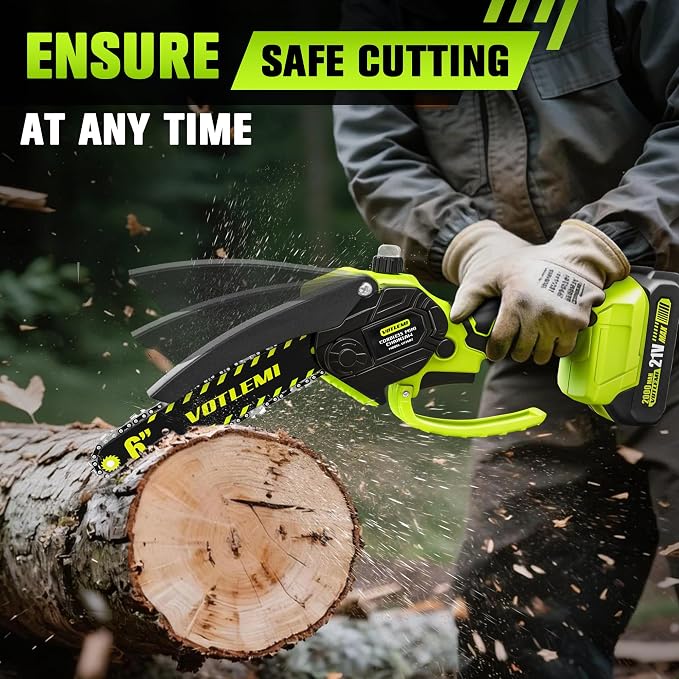 Mini Chainsaw Cordless, 6 Inch Electric Chainsaw with 2 * 2000MAH Battery, 1000W Handheld Battery Powered Chain Saw with Auto Oiler, Gifts for Wood Cutting/Tree Trimming
