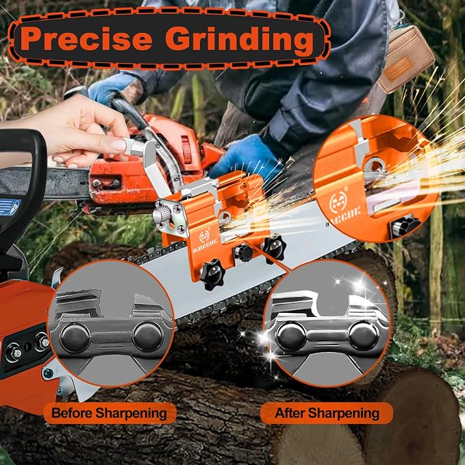 Portable Manual Chainsaw Sharpener Jig Kit, Chainsaw Sharpener Tool with 10 High Hardness Titanium Plated Diamond Bits Chain Saws Blade Sharpener Chainsaw Accessories fit for 4"-22" Chain Saw