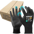 Kebada Safety Work Gloves,120 Pairs Bulk Pack, Touchscreen, PU Coated, Ideal for Warehouse, Construction, Gardening and Mechanics, Black, X-Large