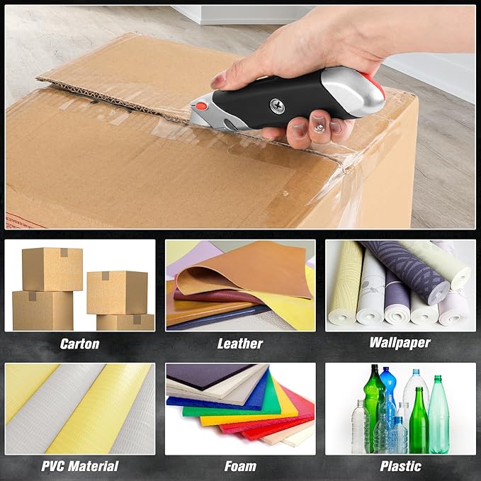 DIYSELF 20 Pack Box Cutter, Rubber Handle Utility Knife, Box Cutter Retractable Heavy Duty, Box Cutters Knife for Boxes, Cardboard, SK5 Steel Blades, Razon knife for Warehouse, Home