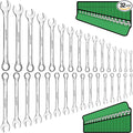 SWANLAKE 32-Piece Combination Wrench Set, SAE and Metric, 1/4"-1" & 7mm-22mm, 12 Point, Chrome Vanadium Steel