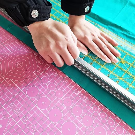 45mm Rotary Cutter and 24" L x 6" W Ruler Combo with Gridlines | Ideal Fabric Cutter for Quilting and Sewing Crafts | Comes with Two Replacement Blades