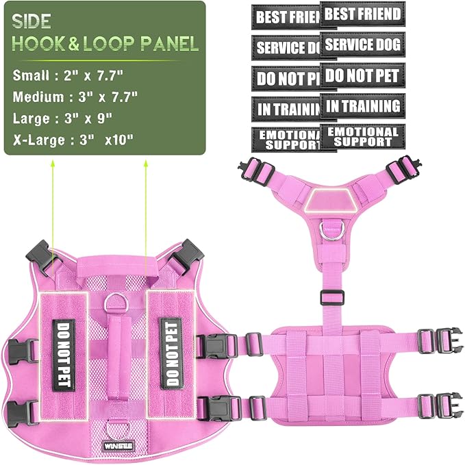 Tactical Molle Vest Mesh Dog Harness with 10 Removale Pet Patches | Breathable Service Dog harness with Double Soft Padded Handle for Small Dog, Reflective Military Pet Vest for Walk Hiking