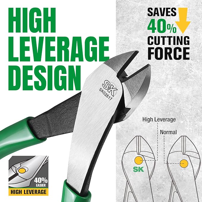 SK 2-Piece Pliers Set, 9-Inch Ironworker's Pliers & Angled Diagonal Plier, Premium CR-V Construction, Side Cutters with Hook Bend Handle