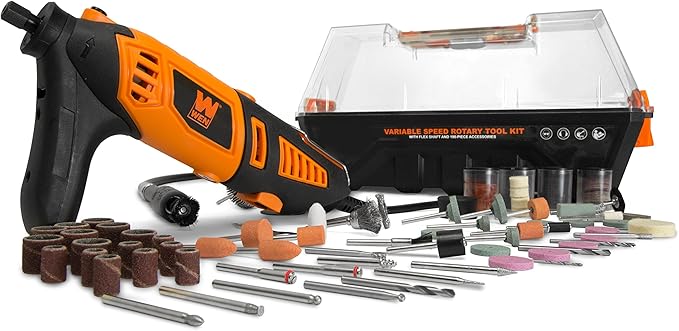 WEN 23190 1.3-Amp Variable Speed Steady-Grip Rotary Tool with 190-Piece Accessory Kit, Flex Shaft, and Carrying Case, Multicolor