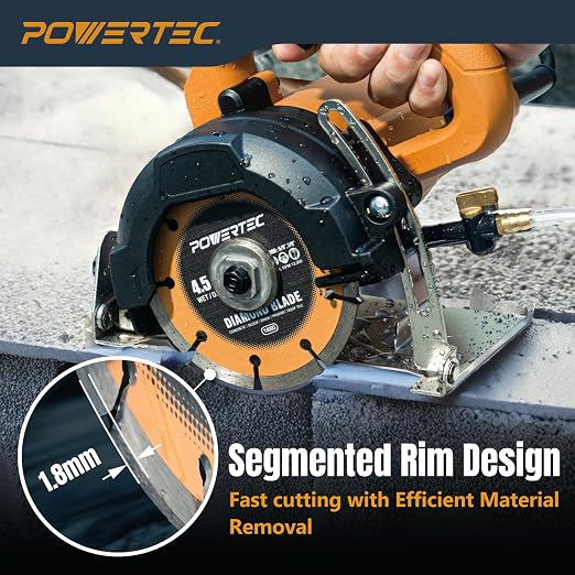 POWERTEC 4-1/2" Segmented Diamond Saw Blades for Angle Grinder, Diamond Blade for Cutting Concrete, Block, Brick, Pavers, Roofing Tile, 4.5 inch Diamond Blades for Wet/Dry Cutting, 1 Pack (14003)