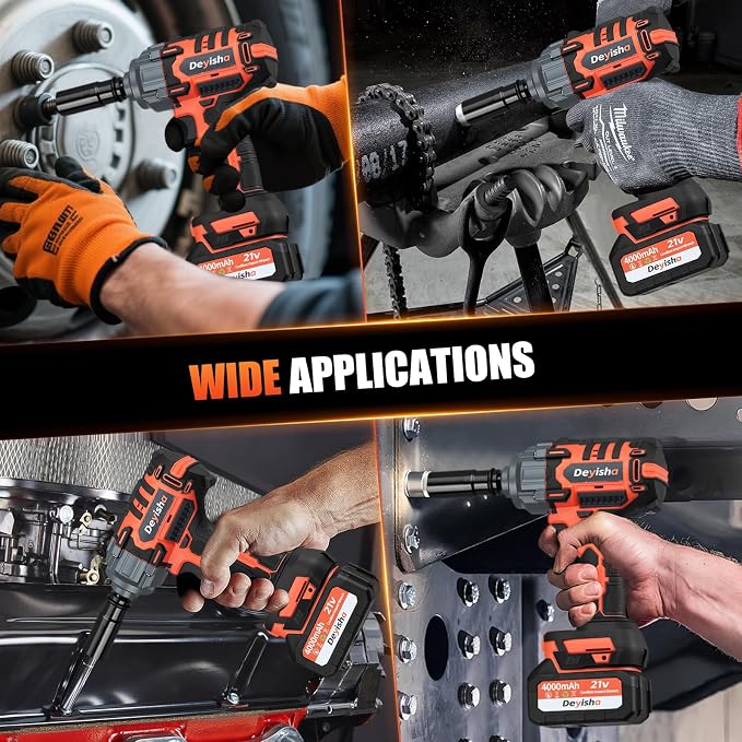 1500N.m (1100Ft-lbs) Cordless Impact Wrench | 1/2" Brushless High Torque Impact Wrench with 2x 4.0Ah Batteries, 6 Sockets for Car, RV, Truck Wheel Lug Nuts