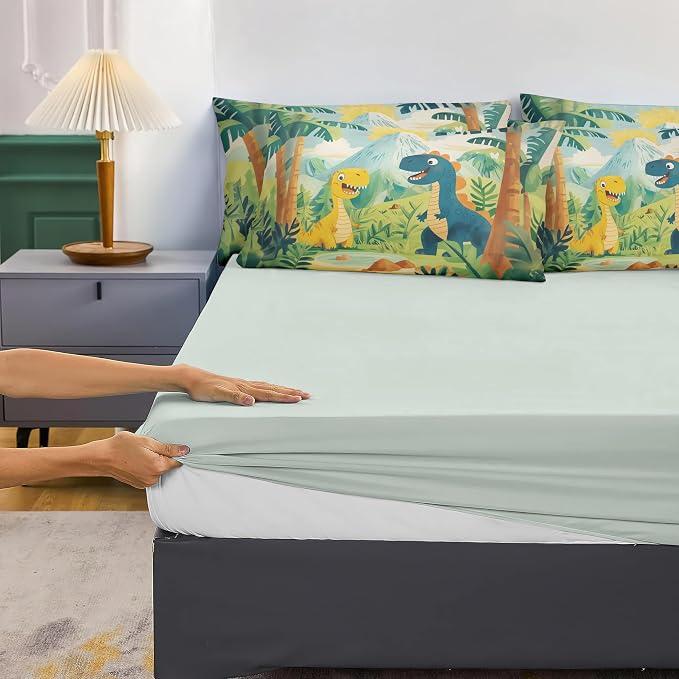 5 PCS Dinosaur Comforter Set Full,Kids Comforter Set for Boys,Colorful Dinosaur Bedding Set with Sheets,Full Size