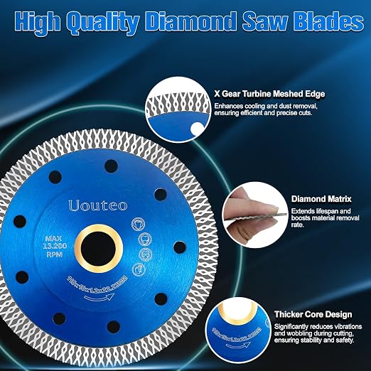 20 Pcs Diamond Saw Blade, 4.5 Inch Super Thin Tile Blade, Diamond Saw Blades for Angle Grinder, 4.5" Tile Blade for Smooth Cutting Marble Ceramics Porcelain Tiles(4.5 inch-20Pcs-Blue)