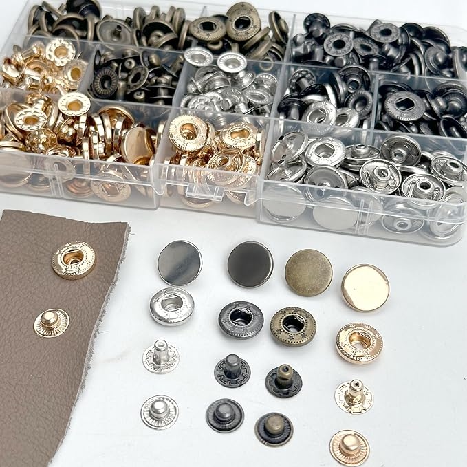 120 Sets Metal Snap Buttons, NXTOV 15mm Leather Snap Fasteners Kit with 5 Pieces Fixing Tools, 6 Colors Craft Snaps for Clothes, Windbreaker, Shirts, Jacket, Backpacks, Wallet,Bags