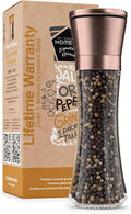 HOME EC Original Stainless Steel Salt or Pepper Grinder 1pk - Adjustable Ceramic Sea Salt Grinder or Pepper Mill - Tall Glass Spice Shaker - Spice Mill w/Ebook (Copper)