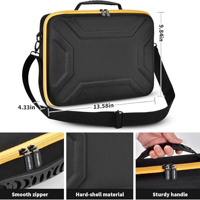 ANKHOH EVA Hard Case for DEWALT DCS334B/DCS335B Jig Saw, Yellow | Custom-fit EVA jigsaw Case with Blade, Battery and Charger Storage, Handle and Shoulder Strap, Box Only