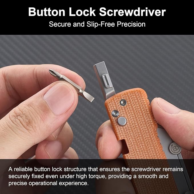 OKNIFE U1 Pro Multitool Folding Utility Knife with Folding Screwdriver, Quick Change Blade, Rail Lock & Pocket Clip for Men Women (Orange Micarta)