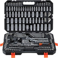VEVOR Mechanics Tool Set, 253-Piece Mechanic Tool Kit, 1/4 in, 3/8 in, and 1/2 in Drive, SAE and Metric Socket Set, Wrenches, Screwdriver Bits, Accessories, and Storage Case, for Automotive Repair