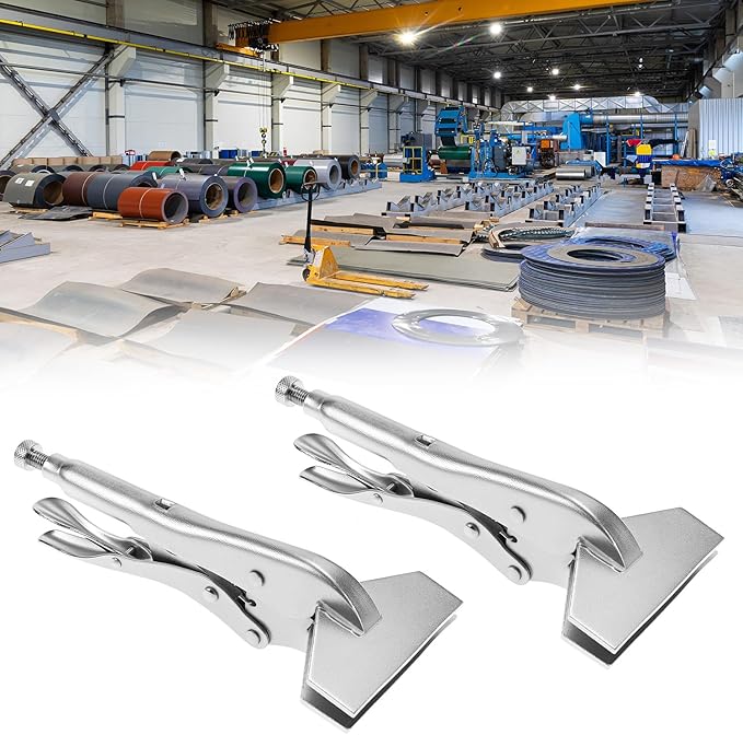 QWORK Locking Sheet Metal Clamp, 2 Pack 8 Inch Alloy Steel Welding Plier, Sheet Metal Grip Tool