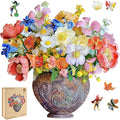 Delobil Flower Wooden Puzzles for Adults, 200 Pieces Vase Jigsaw Puzzles, Unique Shaped Medium Size Wood Puzzle Birthday Gifts for Mom Adults and Kids, Family Game 11'' x 11.3''