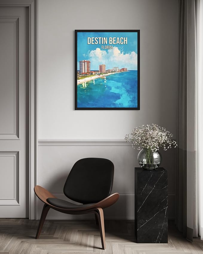 Destin Beach Florida Unframed Wall Art Print Poster, US Vintage Retro Beach Scenery Posters Prints for Restroom Home Picture Painting Artwork Gallery 219 (Destin Beach Florida, 24"L x 18"W, Unframed)