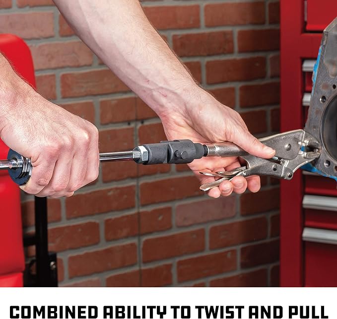 Powerbuilt Slide Hammer Locking Pliers Set, 9 inch Locking Pliers, Sturdy 2 Pound Slide Hammer with a Quick Release Swiveling Coupler, Quick Connect Flex Joint Connection - 645044