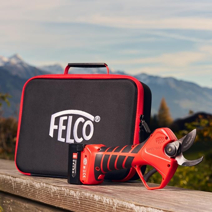 FELCO 2e Electric Pruning Shears with Cut Shield Safety, F-Tech Coated Blade, 10.8V Lithium Battery – Professional Cordless Garden Pruner