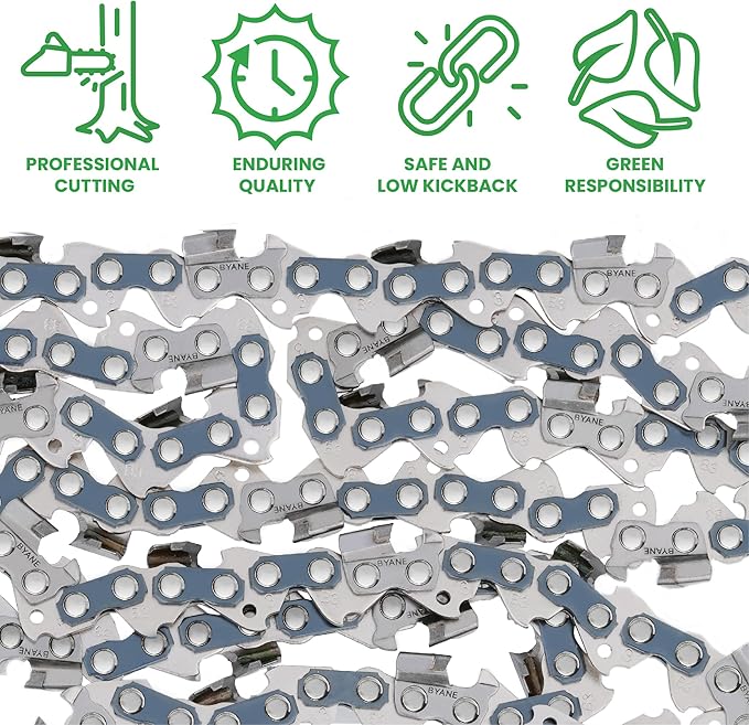 BYANE 18-Inch Carbide Chainsaw Chain 3/8"LP Pitch .050" Gauge 61 DL | Fits Stihl MS170, MS180, MS211, MS250, and 025 Models