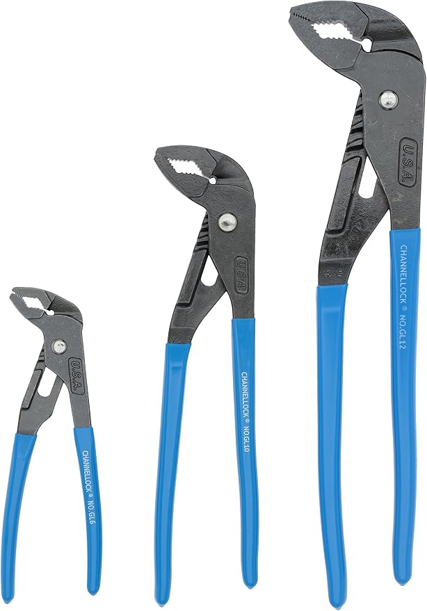 3 PIECE GRIPLOCKå¨ PLIER SET 6. 5 IN. - 9. 5 IN. - 12. 5 IN. PLIERS Channellock GLS-3