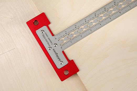 Precision Scriber T Square Ruler, T Square with Support Lips, Built in Scribe Notches, Stainless Steel Architect Ruler for Carpenter Work, Layout and Measuring Tools - 24inch