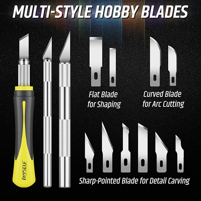 DIYSELF 16-Piece Exacto Knife Set, Craft Knife & Hobby Knife Kit, Precision Knife with Magnetic Storage Case, Exacto Knife for Crafting, Paper, Foam, Vinyl, Models, 3D Printing, Junk Journal Supplies