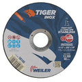 Weiler 58100 4-1/2 Inch Cutting Wheel, Tiger Inox Stainless Steel Contaminant-free High Performance Cutting, .045" INOX60S Type 1 7/8" Arbor, Pack of 25