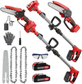 2-in-1 Cordless Pole Saw & Mini Chainsaw, 6-Inch | Battery Powered Tree Trimmer, 4.4ft Extension Pole, 2 Batteries, Safe High Branch Pruning, For Homeowners