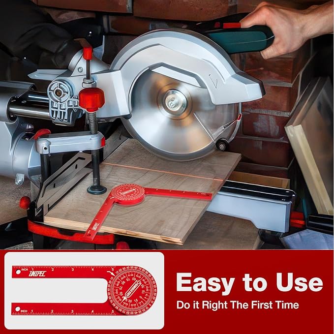 7.3" Aluminum Miter Saw Protractor, Rust-Proof Angle Finder with Precision Laser-Engraved Scales and 360° Rotation for Woodworking & Construction