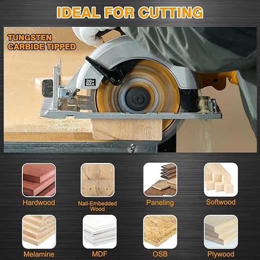 6-1/2 Inch Circular Saw Blade, 24T for Framing with 5/8" Arbor, Fast Wood Cutting, 10-Pack