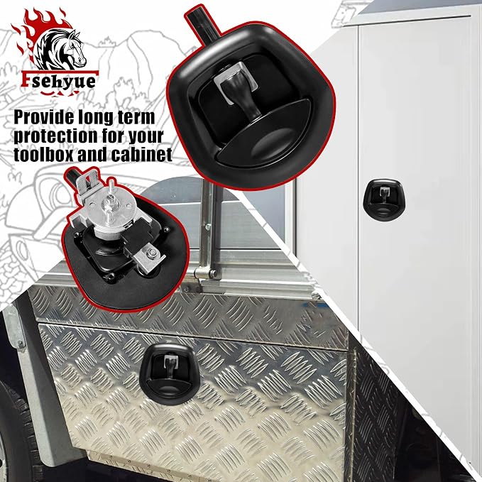 Compression Whale Tail Locks Truck Tool Box Latch Toolbox Fishtail Lock Lever Replacement T Shaped Handle Paddle Lock with Key Suitable for Truck RVs Trailer Box Black
