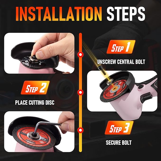 TEENO Cordless Angle Grinder Kit, 19,500 RPM Mini Electric Angle Grinding Tool with 2 Pcs 16.8V 2000mAh Batteries and 6 Cutting Discs, 3-Inch Handheld Grinder for DIY & Home Improvement, Pink