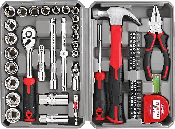 Hi-Spec Home Garage Mechanics DIY Tool Kit Metric Sockets Ratchet Wrench