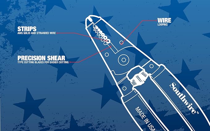 Southwire Wire Stripper and Cutter - Compact Tool for Efficient Electrical Work - Precision Shear-Type Blades - Comfortable Double-Dipped Grip - 10-20 AWG Solid