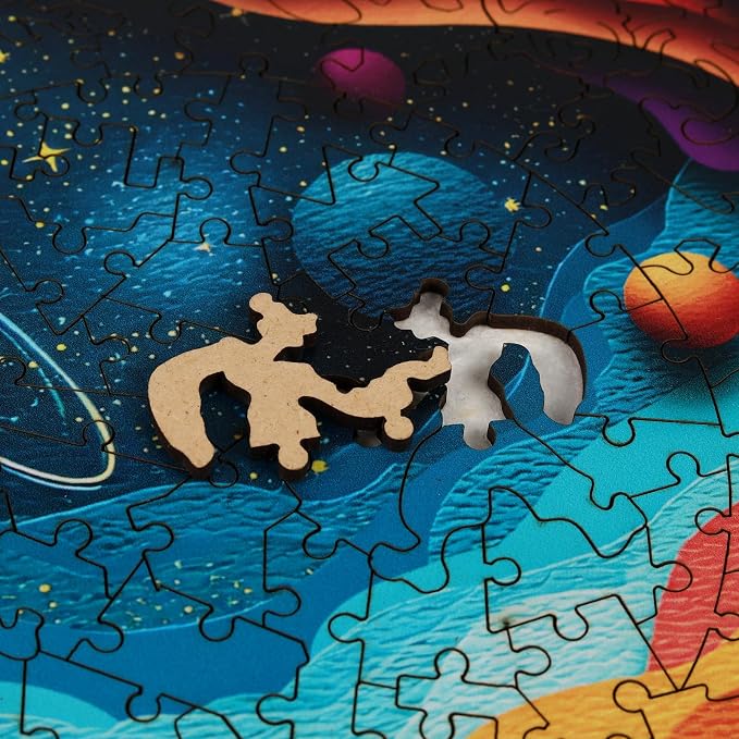 MEATRN Space Jigsaw Puzzles for Adults - Unique Shaped Solar System Planets Wooden Puzzles, Fun Galaxy Family Puzzles Game for Adults and Kids, Educational Gift for Teenager, 200 Pieces, 11.2x11.2 in