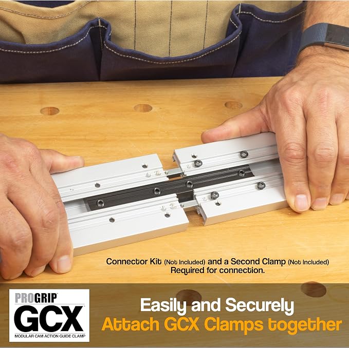 ProGrip GCX Edge 50 Inch Clamp Guide Modular Extendable Track for Circular Saws, Routers & Jigsaws –Aluminum Cutting Guide with Locking Handle