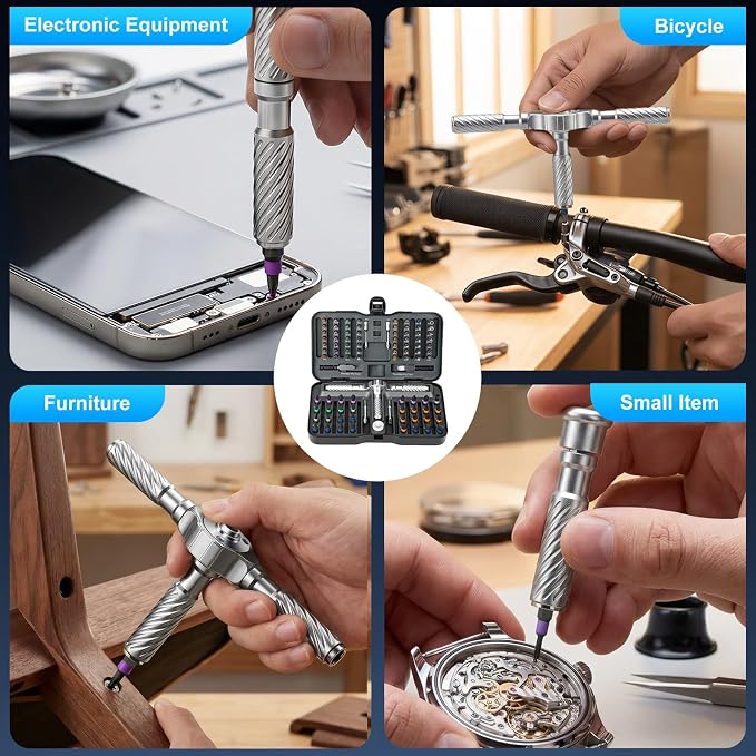 115 in 1 Ratchet Screwdriver Set, Magnetic Screwdriver sets, Multi Bit Free Combination Ratchet Screwdriver Set Portable Repair Tool Kit for Furniture, Computer, Bicycle and DIY
