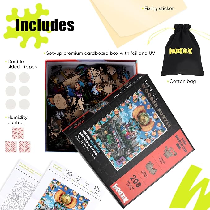 FIFA World Cup 2026 City Puzzle Atlanta Poster - Wooden Puzzle for Adult, 200 Pieces Irregular Shape Puzzle, 5MM Thick, Creative Collectible Gift for Fans, Officially Licensed Product, 9.3x11.8''