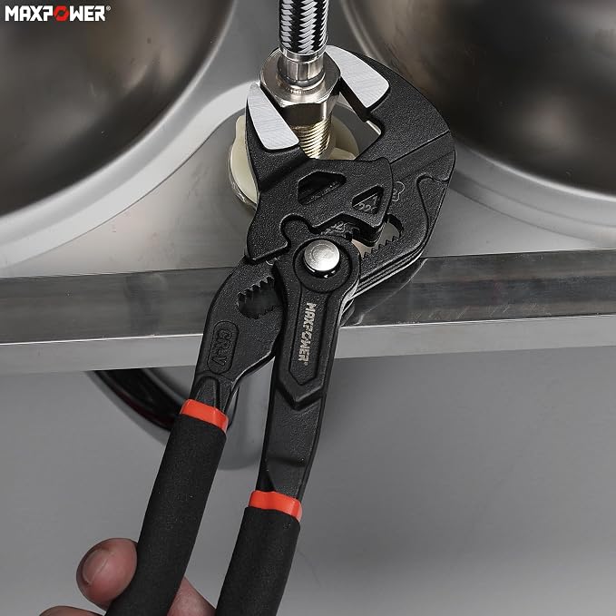 MAXPOWER 10-inch Pliers Wrench, 2-inch Jaw Opening, Smooth Parallel Jaws
